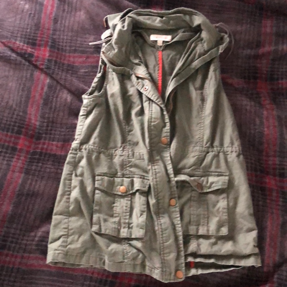 Dark green vest w/ hood
